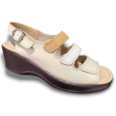 Romulo Sandalia Cuero Crema Mujer Ref 5404